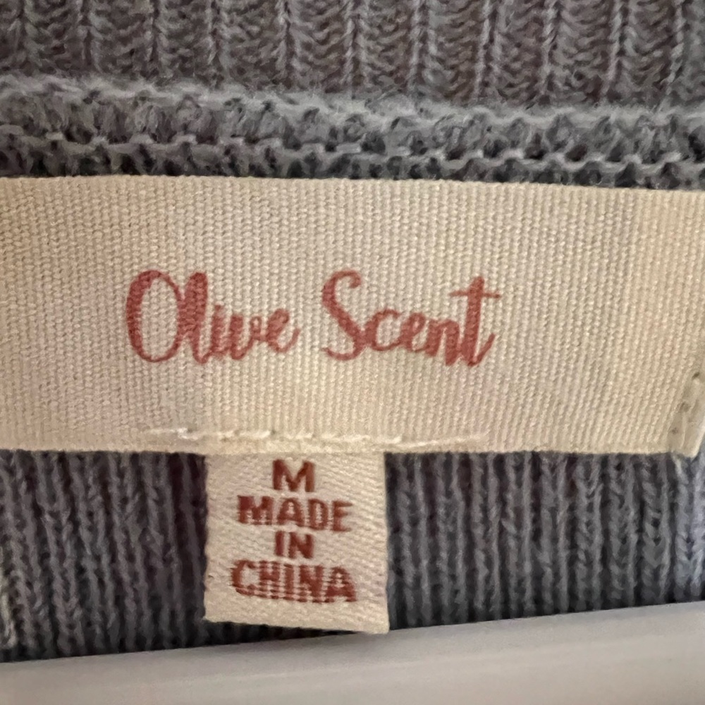 OLIVE SCENT  Women'sV-Neck Sweater‎ LIGHT BLUE AND WHITE STRIPED NWOT med - Picture 2 of 4